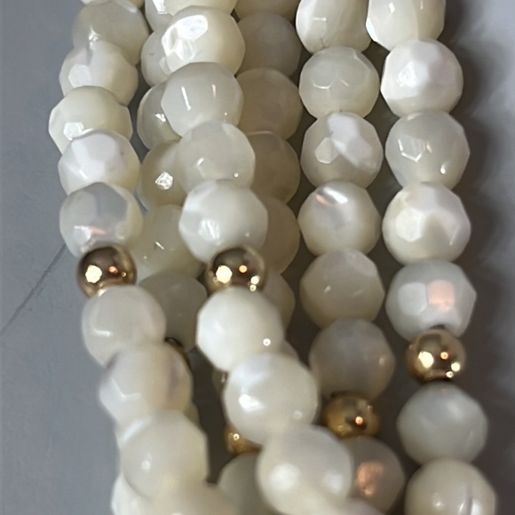 ZOE B 14k Gold and White Bead Multi Strand Necklace - Picture 3 of 6